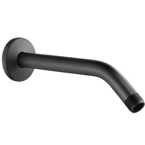 Cobbe Shower Arm with Flange and Teflon Tape, 10-Inches Wall Mounted Shower Pipe Arm Extension for Fixed Shower Head, Matte Black - 1 of 4
