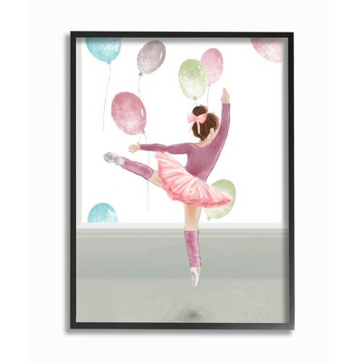 Stupell Industries Jumping Ballerina Little Dancer Girl Balloons Pink