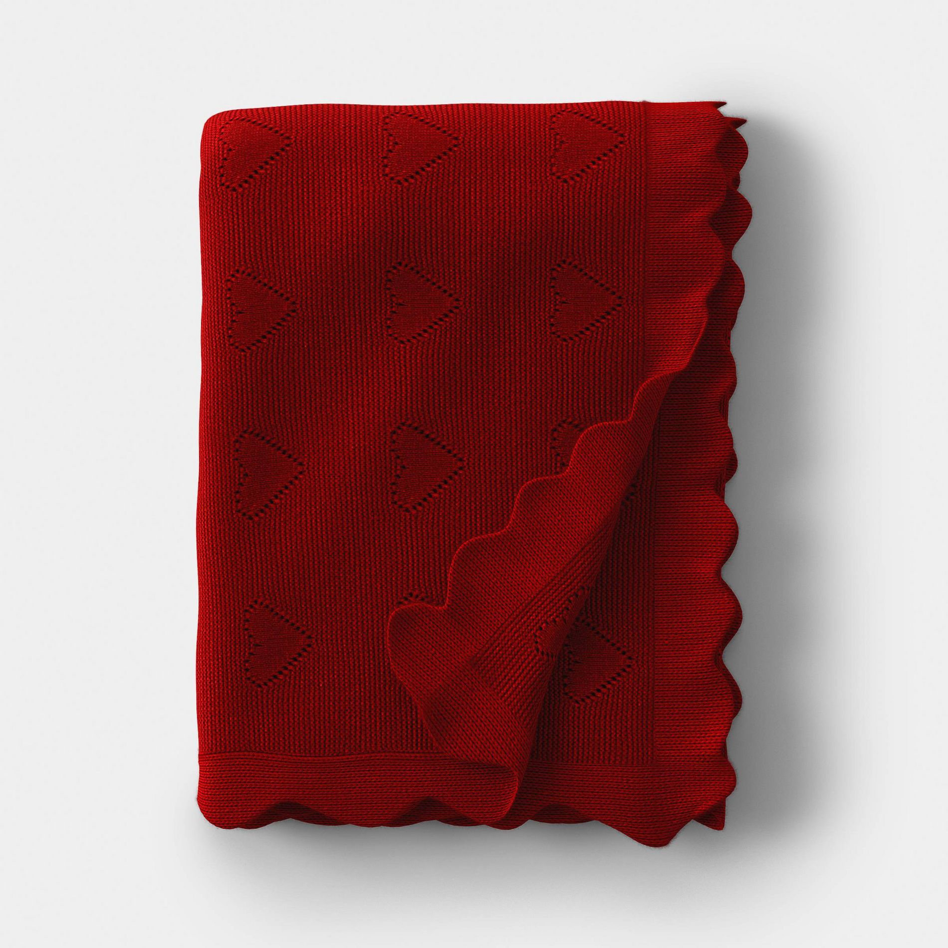 Heart Knit Throw with Scalloped Trim red - Threshold™