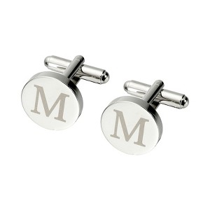 Unique Bargains Alphabet Copper Round Men Cuff Links - 1 of 4