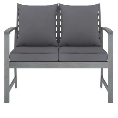 Patio Bench 47.2" with Dark Gray Cushion Solid Acacia Wood