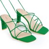 BLISSFUL STEP Women's Square Toe Lace Up Block Heel Sandals - 3 of 3