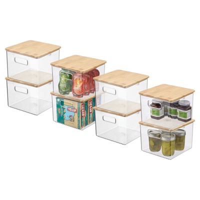 Mdesign Linus Open Front Kitchen Plastic Storage Organizer Bin, 4