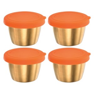Unique Bargains Silicone Stainless Steel Leak-proof Orange Lids Food Containers - 1 of 4