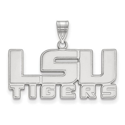 Black Bow Jewelry 10k White Gold Louisiana State Fighting Tigers NCAA Medium Pendant