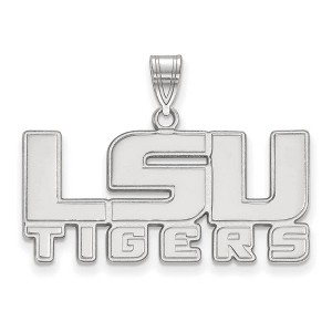 Black Bow Jewelry 10k White Gold Louisiana State Fighting Tigers NCAA Medium Pendant - 1 of 3