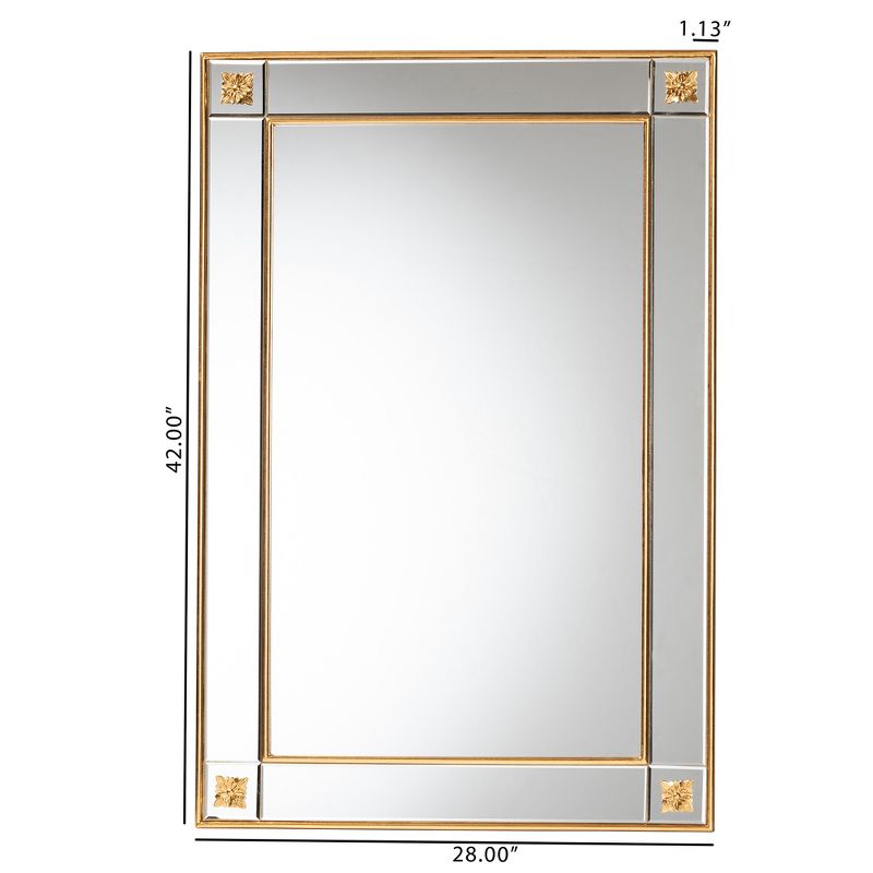 Baxton Studio Iara Modern Glam and Luxe Antique Goldleaf Finished Wood Accent Wall Mirror, 5 of 6