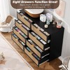 Rattan Dresser with 8 Drawers, Tall Modern Closet with Deep Storage, Large Chest of Drawers with Wide Top, Long Wooden Dresser for Bedroom - 3 of 4