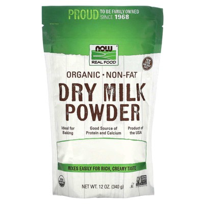 NOW Foods, Real Food, Organic Non-Fat Dry Milk Powder, 12 oz