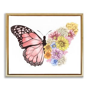 Stupell Industries Butterfly Floral Bouquet Wing Floating Frame Canvas Art - 1 of 4