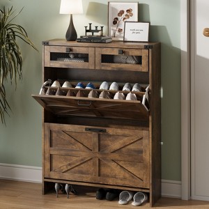 Narrow Freestanding Shoe Rack for Entrance, Shoe Cabinet with Flip Drawers - 1 of 4