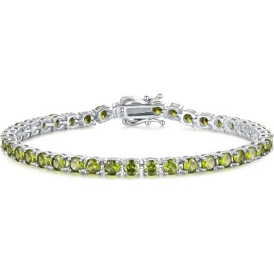 Sterling Silver Birthstone Tennis Bracelet, 4mm Wide 7.2 Inch Fine Jewelry for Wedding, Prom, Birthday Gift for Women