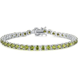 Sterling Silver Birthstone Tennis Bracelet, 4mm Wide 7.2 Inch Fine Jewelry for Wedding, Prom, Birthday Gift for Women - 1 of 4