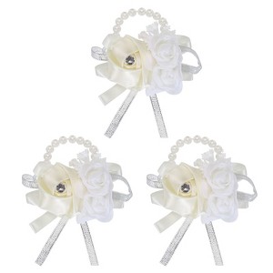 Unique Bargains Decorative Wedding Prom Party Artificial Rose Wrist Corsages - 1 of 3