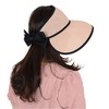 Anna-Kaci Womens Roll Up Straw Sun Visor Wide Brim Bow Detail Adjustable UV Protection Packable Summer Hat - 3 of 4