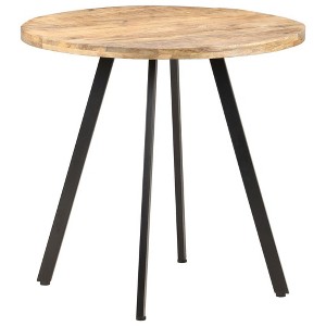vidaXL Handmade Dining Table - Round Design, Industrial Style with Black Powder-Coated Iron Legs - Rough Mango Wood - Brown, Diameter 31.5in - 1 of 4