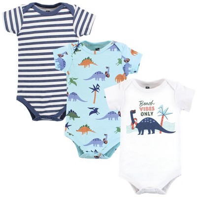 Image of Hudson Baby Cotton Bodysuits, Beach Dino, 3-6 Months