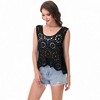 Anna-Kaci Women's Crochet Sleeveless Tank Top with Floral Open Knit Pattern and Scalloped Hem Detail - 2 of 4