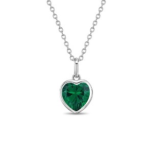 Girls' CZ Birthstone Heart Sterling Silver Necklace - In Season Jewelry - 1 of 1