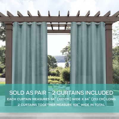 Teal and Cloud Gray Semi-Sheer Polyester Grommet Window Panels, 54"x84"