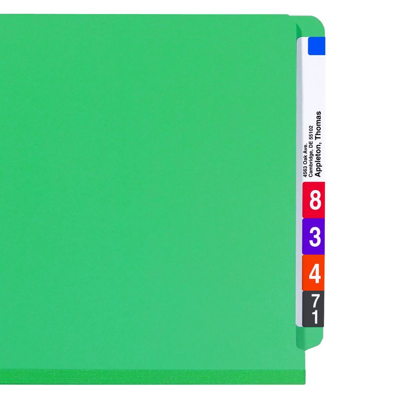 Smead End Tab Pressboard Classification File Folder with SafeSHIELD  Fasteners, 2 Dividers, Green, 10 per Box (26785), 5 of 14