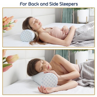 Nestl Firm Memory Foam Neck Roll Pillow with Cooling Cover