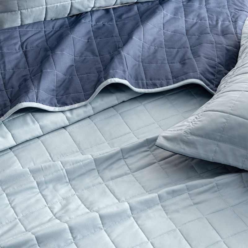 Reversible Boxstitch Solid Quilt Bedding Set - Isla Jade, 3 of 7