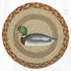Earth Rugs Harry W. Smith Nature-Inspired Jute Trivet – 10" Round Mallard Duck Design - 1 of 3