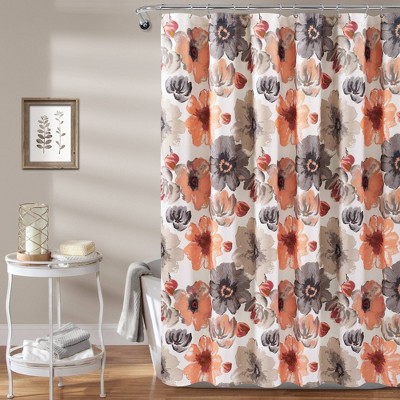 coral and gold shower curtain