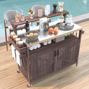 Rolling Kitchen Cart With Storage Cabinet,Kitchen Island Cart With Internal Storage Rack,Adjustable Shelf And Spice Rack -Maison Boucle - 1 of 4