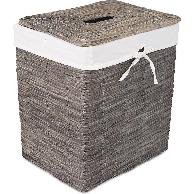 Juvale Large Collapsible Woven Jute Fabric Round Laundry Hamper, Tall  Drawstring Blanket Storage Basket with Lid & Handle, Brown 13.4x22