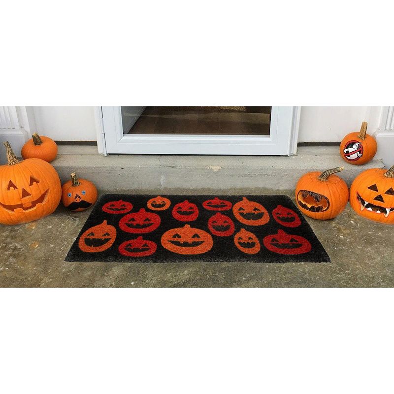 tagltd 1'6"x3'3" Pumpkin Estate Rectangle Indoor and Outdoor Coir Door Welcome Mat Orange Pumpkins on Black Background, 2 of 6