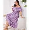 Women Plus Size Off Shoulder Maxi Dress Ruffle Flowy Summer Casual Boho Long Dresses - 3 of 4