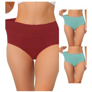 Allegra K Women's High Waist Available in Plus Size Tummy Control Briefs Multicolored 3 Pcs - 1 of 4