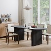 PexFix Large 79" Oval Dining Table Seats 4-6 Modern Farmhouse Kitchen Table with Wood Strip Base for Home Living Room Kitchen Bar in Black - 2 of 4