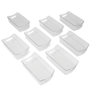 Smart Design Stackable Clear Refrigerator Storage Bin with Handle - 8 pack - 8 x 14 inch - 1 of 4