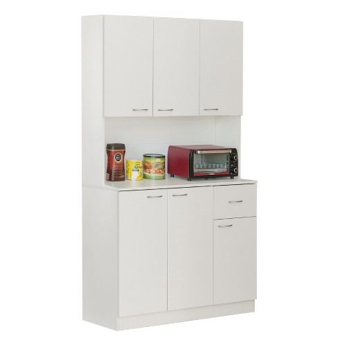 Basicwise Kitchen Pantry Storage Cabinet With Drawer Doors And Shelves White Target