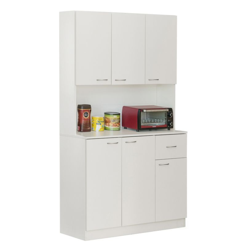 Basicwise Wooden Kitchen Pantry Storage Cabinet with Drawer, Doors and Shelves, White, 1 of 6
