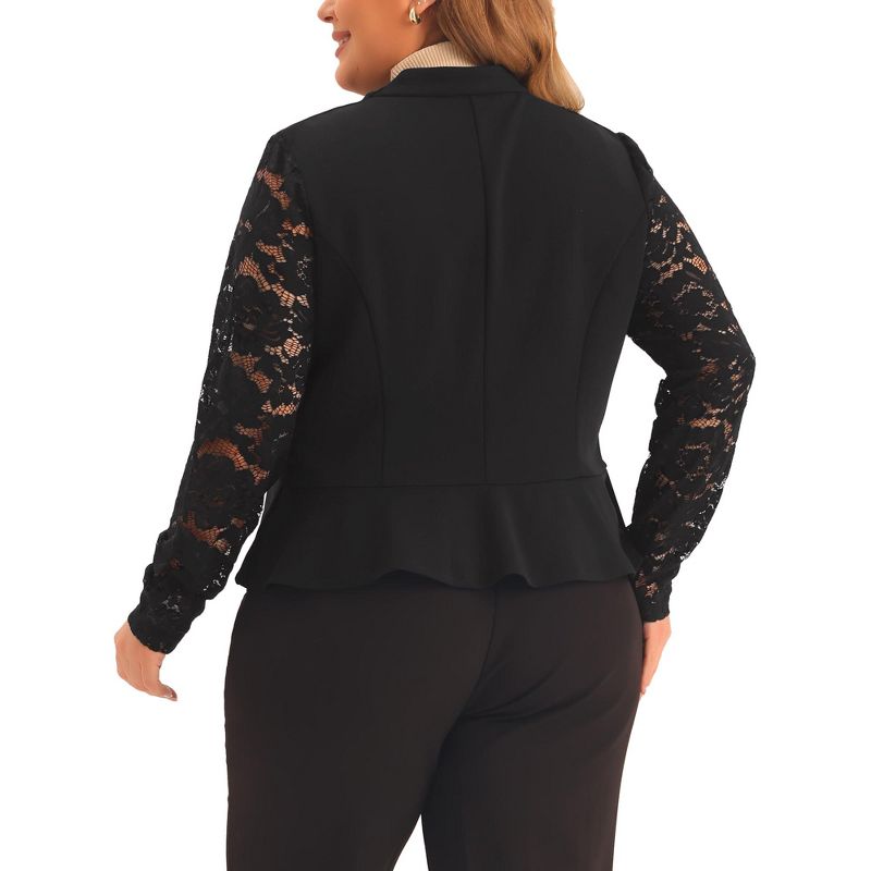 Agnes Orinda Women's Plus Size Long Sleeve Lace Open Front Suit Jackets, 4 of 6