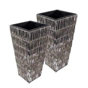Sunnydaze Indoor/Outdoor Hyacinth Poly-Wicker Tall Planters - 2pk - 11"