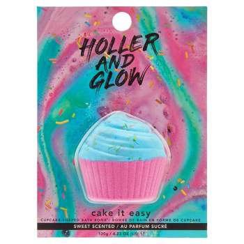 Holler and Glow Cake It Easy Cupcake Shaped Scented Bath Bomb - 4.23oz