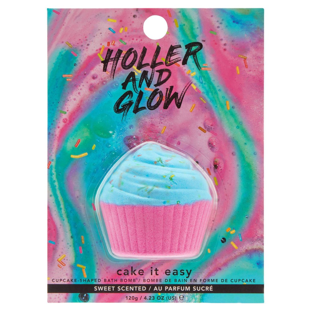 Photos - Shower Gel Holler and Glow Cake It Easy Cupcake Shaped Scented Bath Bomb - 4.23oz