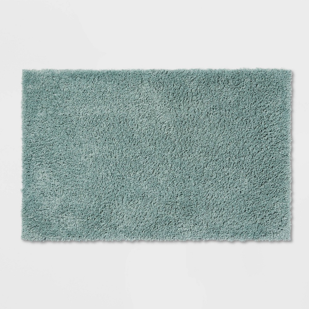 Photos - Bath Mat 23"x37" Antimicrobial Bath Rug Aqua - Threshold™