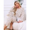 INSPIRE CHIC Women's Cotton Pajamas Long Sleeve Round Neck Button Down Floral Set with Pocket - 4 of 4