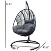 VisioGear Patio Swing Egg Chairs with Puffy Cushion, Wicker Weaving Egg Chair with Base Frame for Living Room Balcony, Black, 46.5"*72.83"*41.8" - 3 of 4