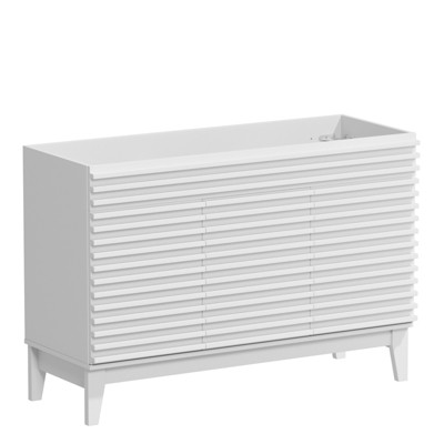 APRILSOUL  Bathroom Vanity, Mid-Century Bathroom Vanity with 2 Soft Closing Doors, Freestanding Bathroom with Wood Grain Laminate