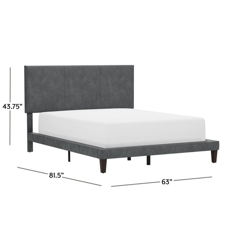 Muellen Upholstered Platform Bed with 2 Dual USB Ports Graphite Gray Vinyl - Hillsdale Furniture, 4 of 16