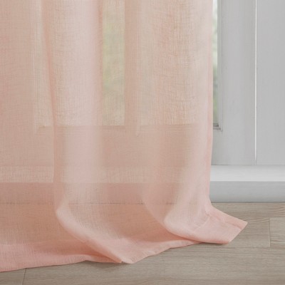 Blush Tab Top Sheer Linen-Blend Window Panel 50" x 84"