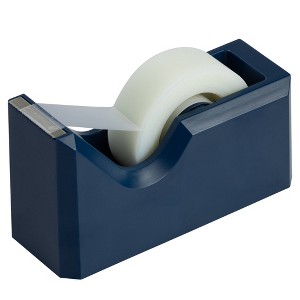 JAM Paper Colorful Desk Tape Dispensers - Navy Blue: Plastic File Fasteners, Stationery Clips, 1.75" Height, 2.5" Width - 1 of 4