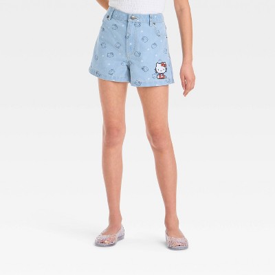 Girls' Hello Kitty Denim Shorts - Light Blue